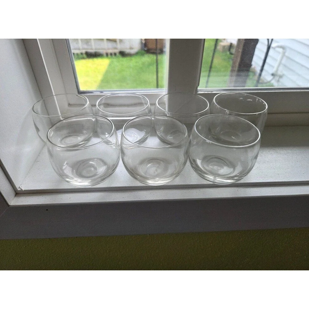 Set of 6 Vintage Clear Cocktail Wine Glasses Mid Century - 8 Oz
